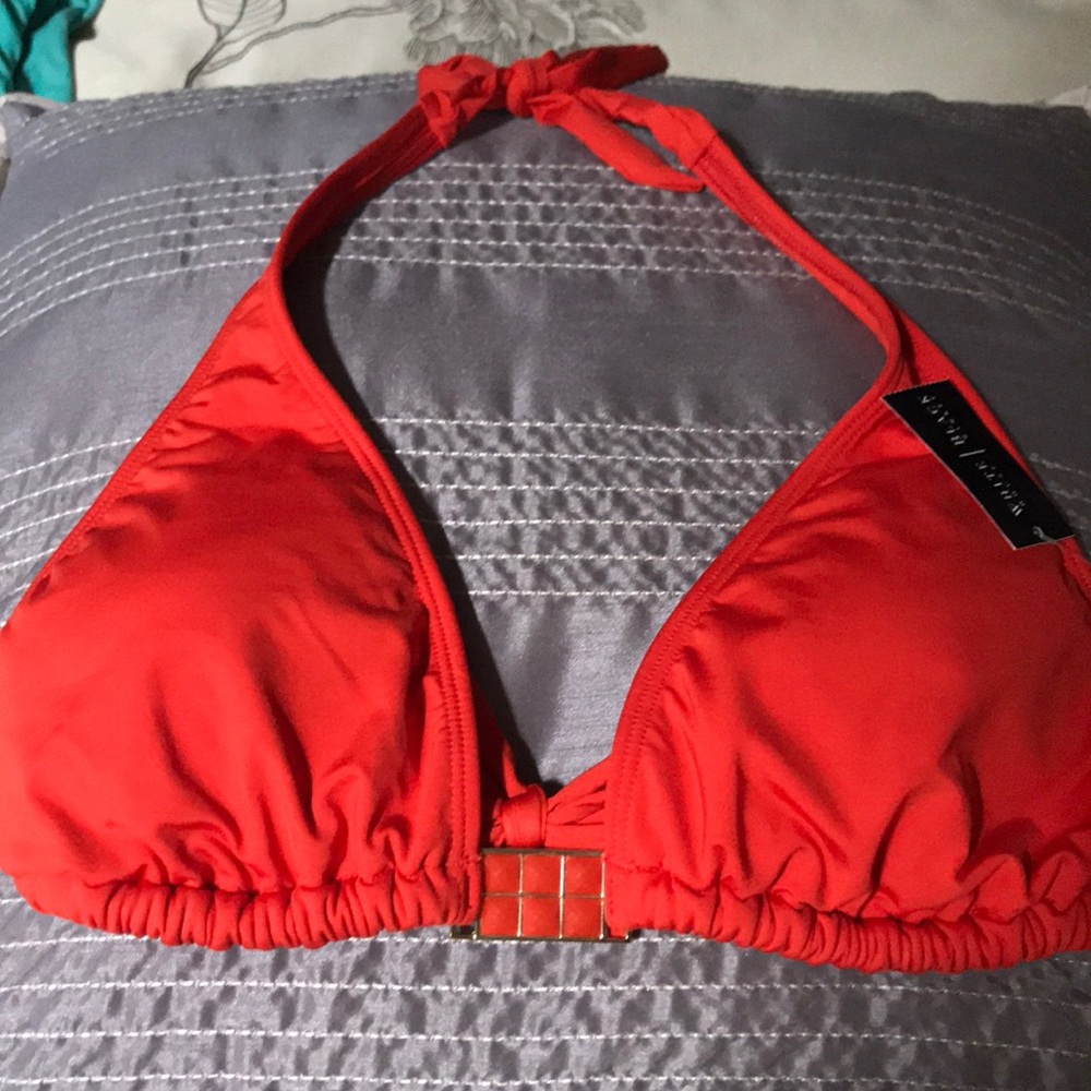 WHBM deep orange Halter Bikini Top
